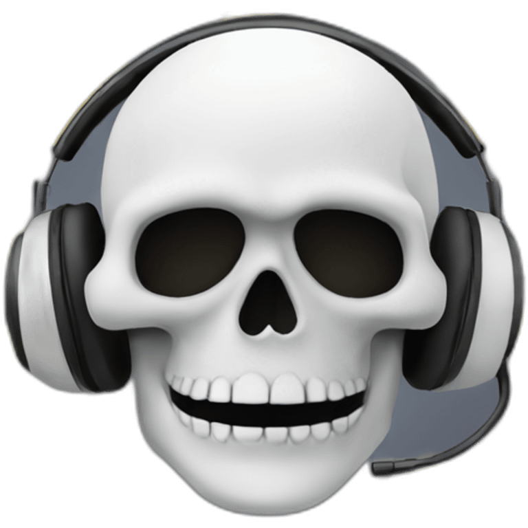 Skeleton mask with a long black mask underneath it and headset with a microphone emoji