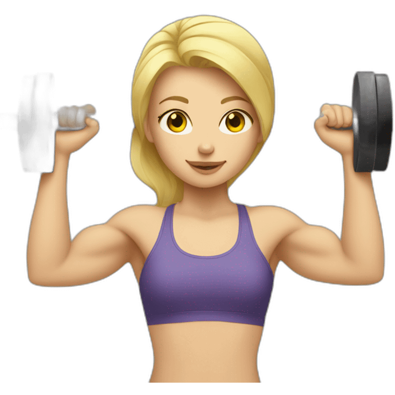 blonde Girl who is weight lifting emoji