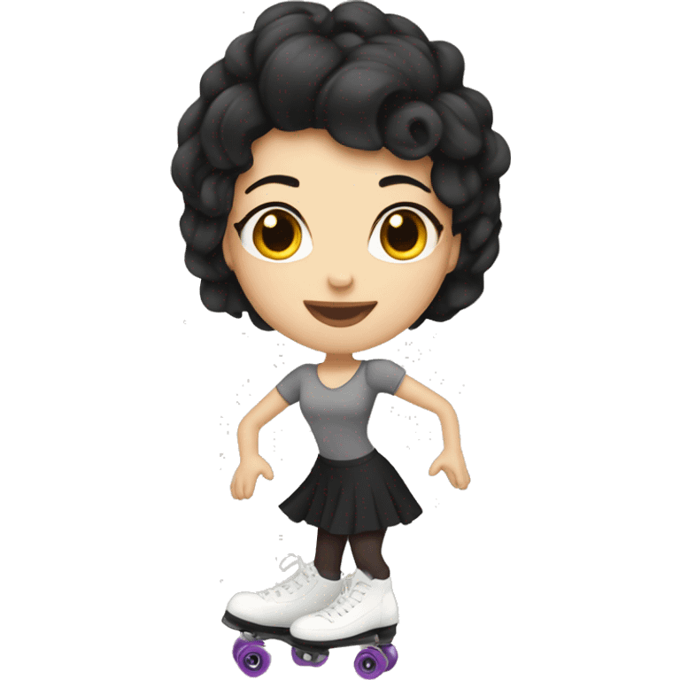 white skin tone short black hair roller skating emoji