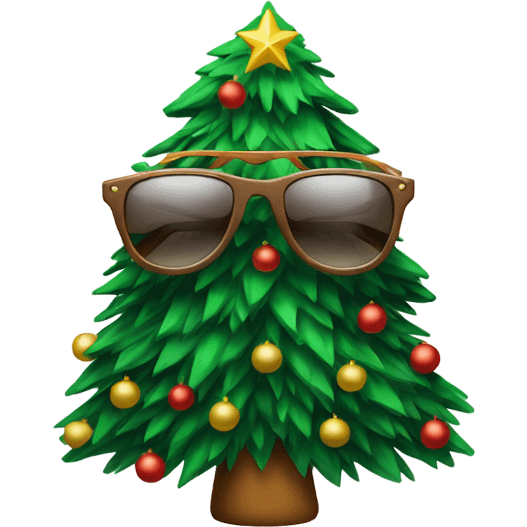 Christmas tree with sunglasses emoji