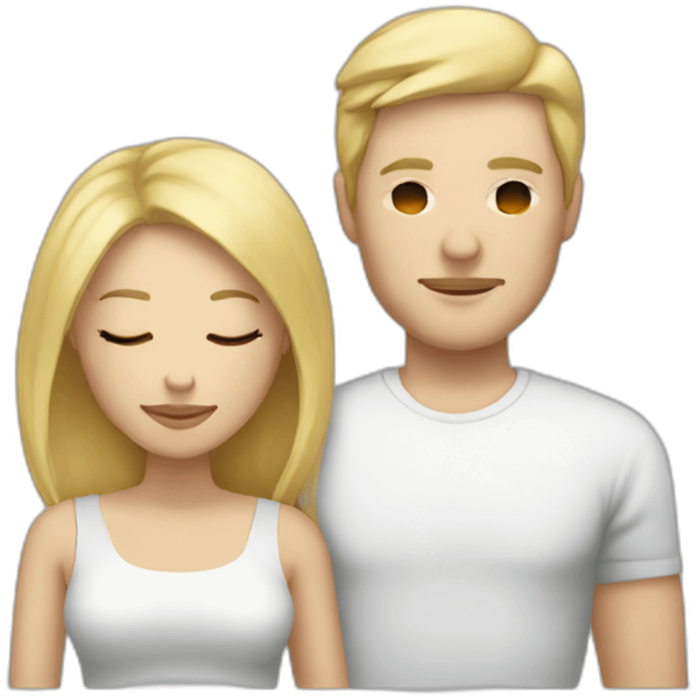 Couple sleeping, blond woman, white man with black hair emoji