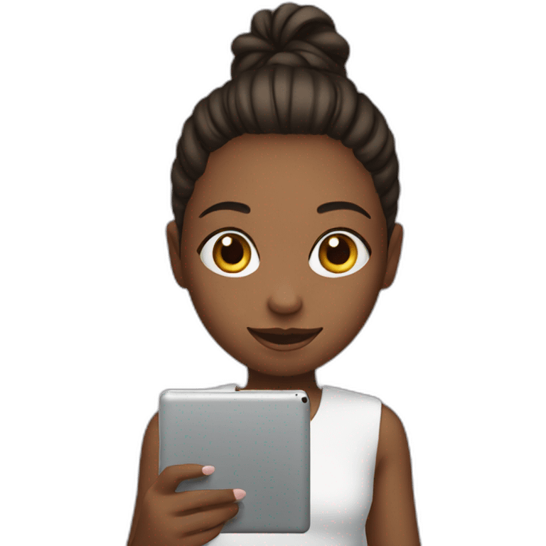 Girl holds tablet emoji