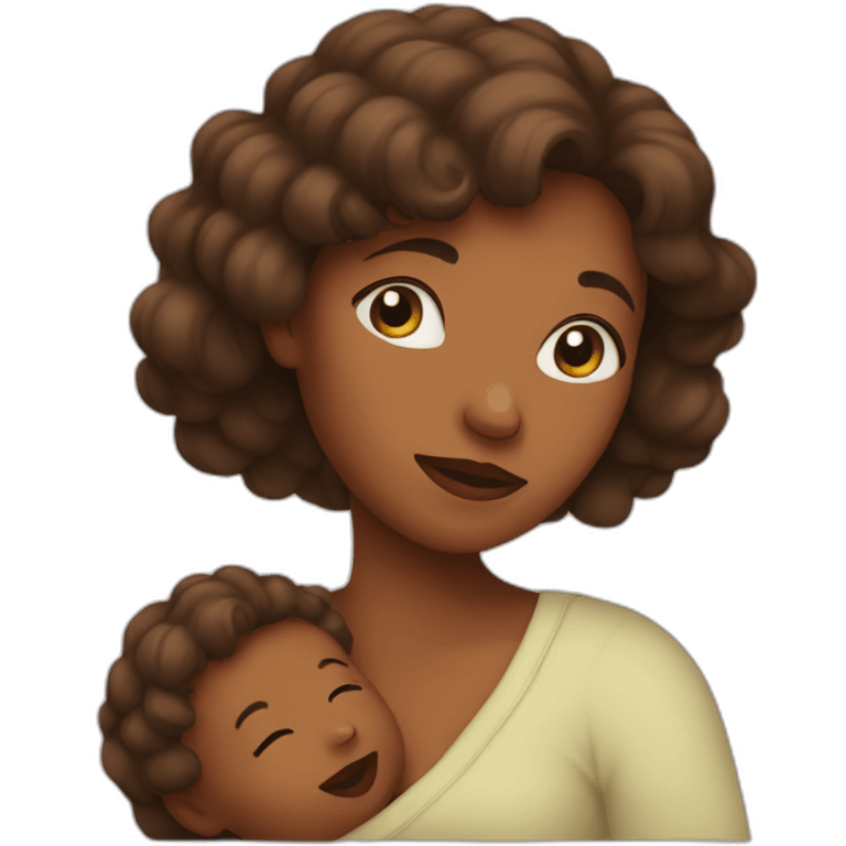 A woman holding a baby emoji