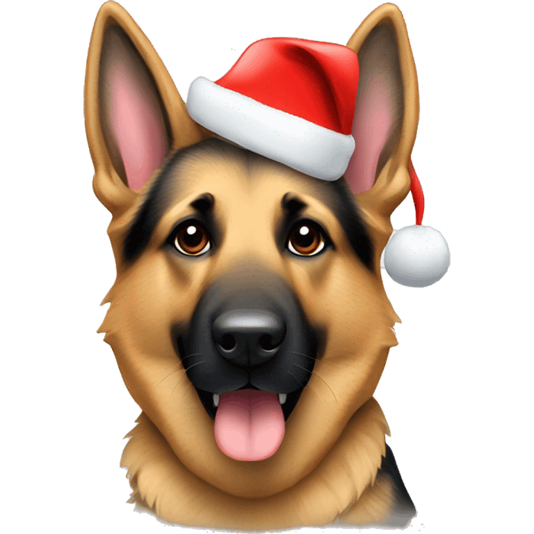 German shepherd in Santa hat emoji