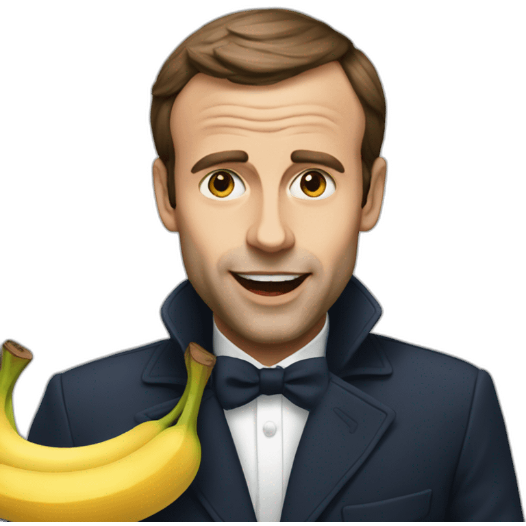 Macron eat a banana emoji