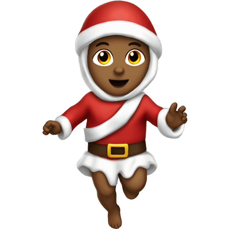 skipping sprint baby Jesus santa costume emoji