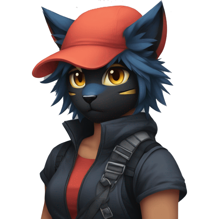 Edgy Shy Anthro Ninja cool pretty dark Litten-Pokémon-cat-fursona-animal techwear emoji