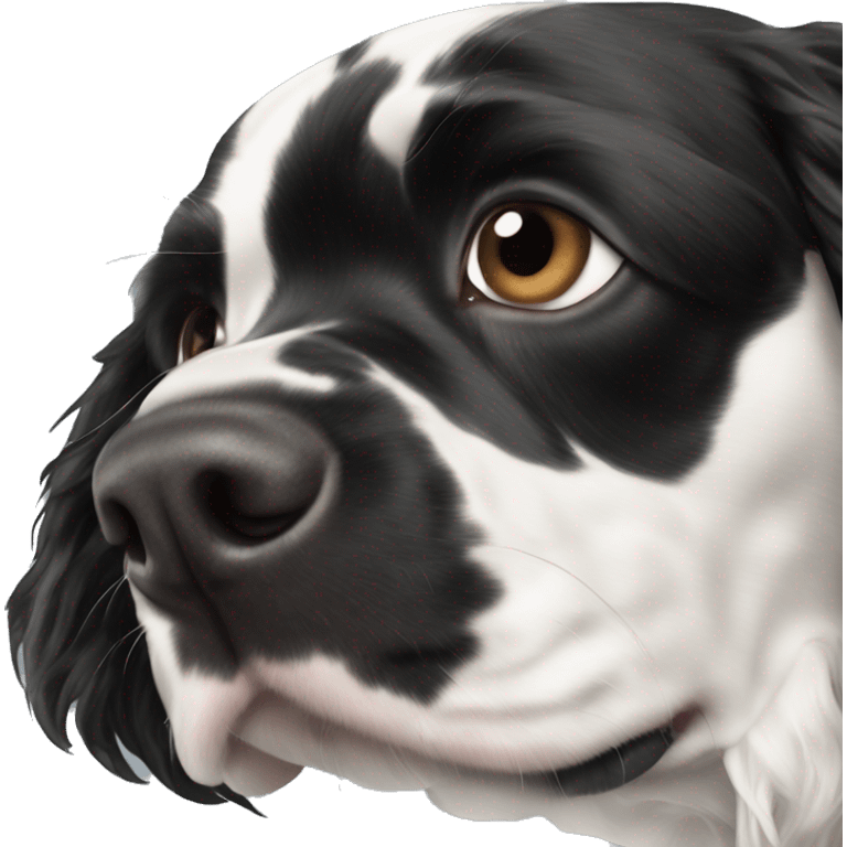 happy black and white english cocker spaniel with nose spots  emoji