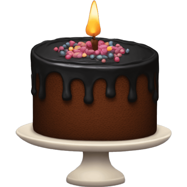 Black cake with candle emoji