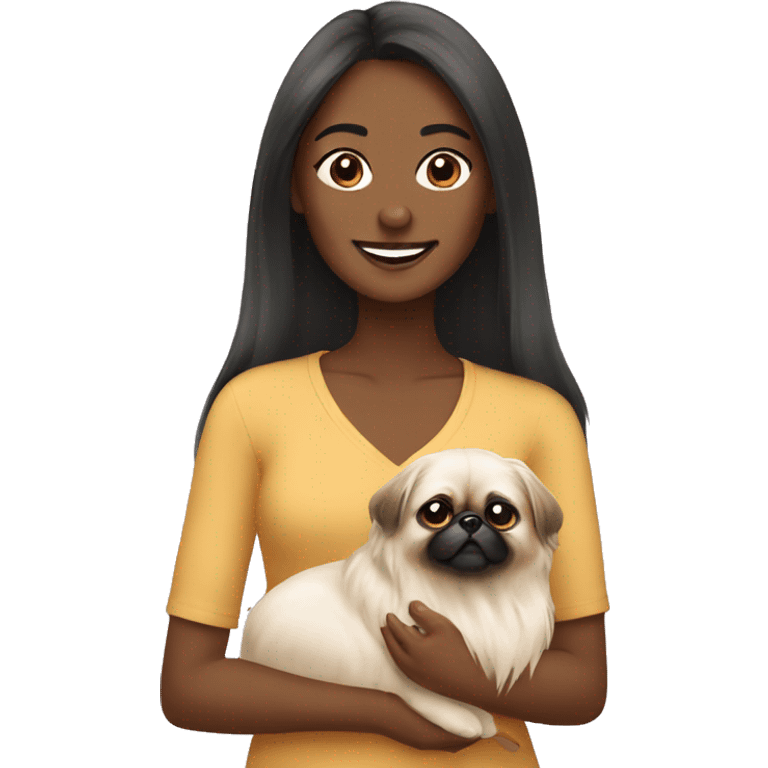 Women with Pekingese emoji