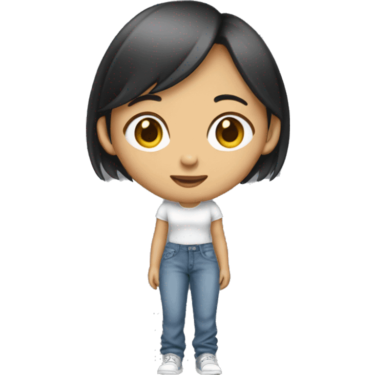 Asian girl wearing baggy jean pants  emoji