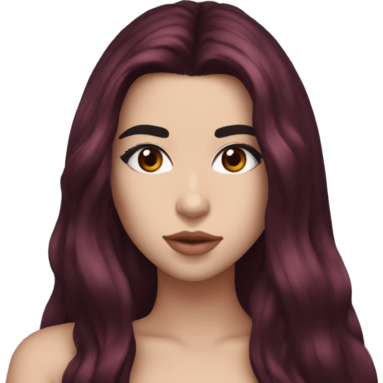 dua lipa with dark red long hair emoji