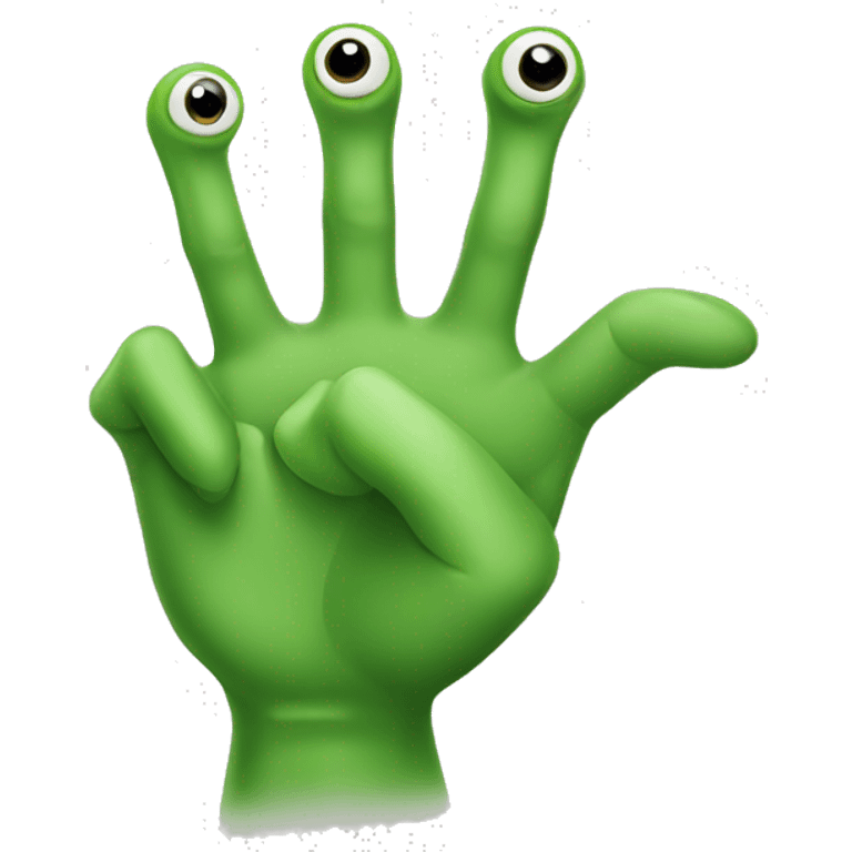 two fingers frog green hand emoji