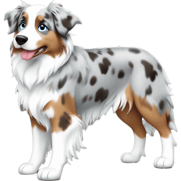 merle australian shepherd with blue eyes full body emoji