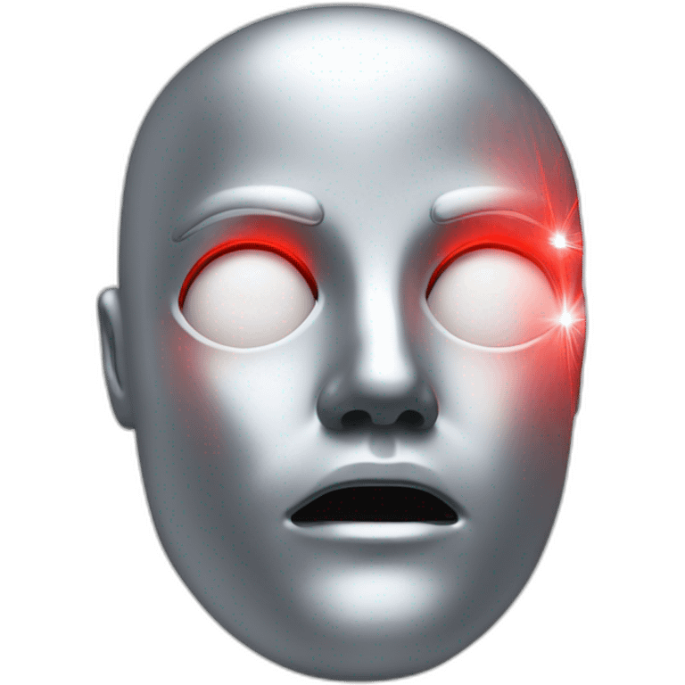 A silver human head with red laser beam streaking out of eyes  emoji