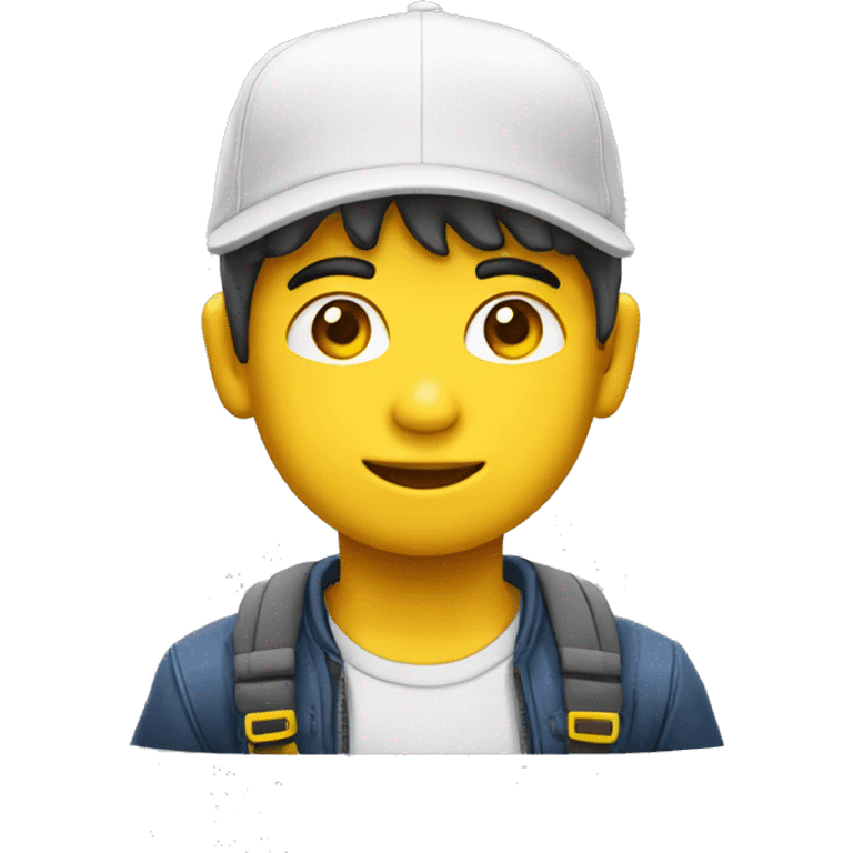 Niño blanco con gorra amarilla emoji