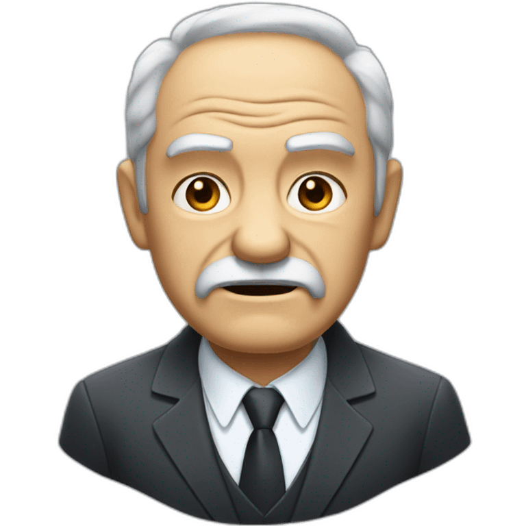 angry old man with no beard and no mustache but sideways hair. He is wearing a suit emoji