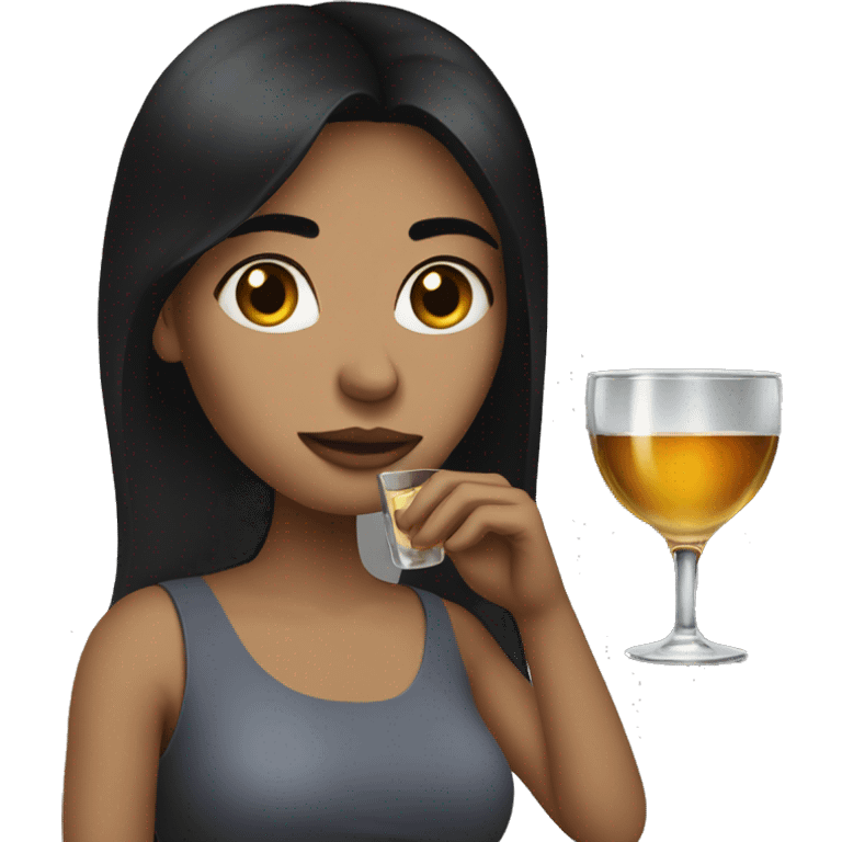 Women with dark hair drinking a shot  emoji