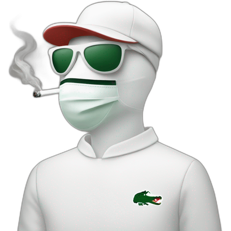 Lacoste smoking friends with white lacoste mask emoji