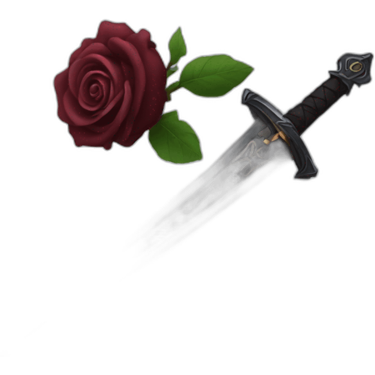 Magic black rose and sword emoji