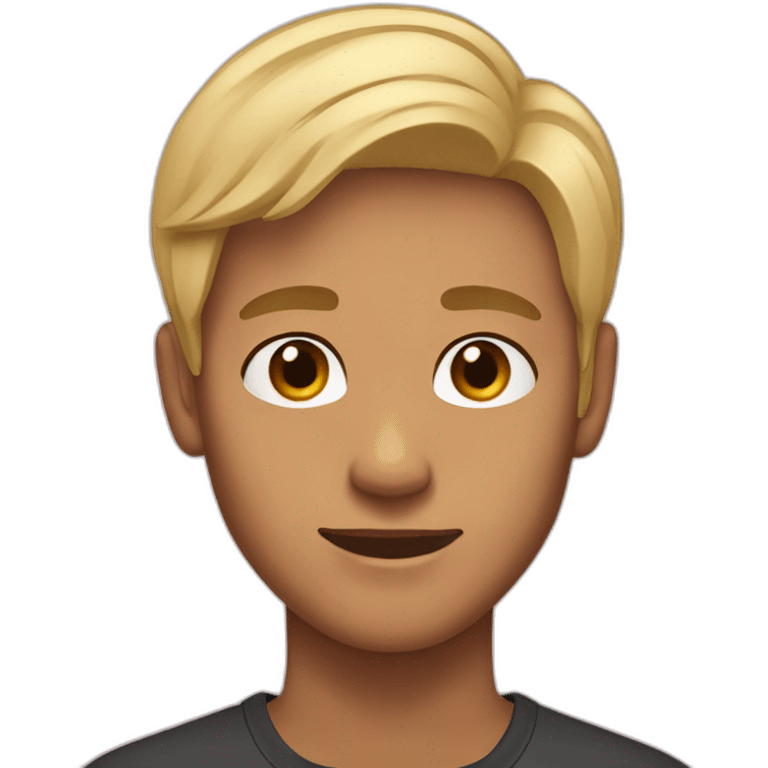 A tan skin male young adult with half-blond hair and half black hair emoji