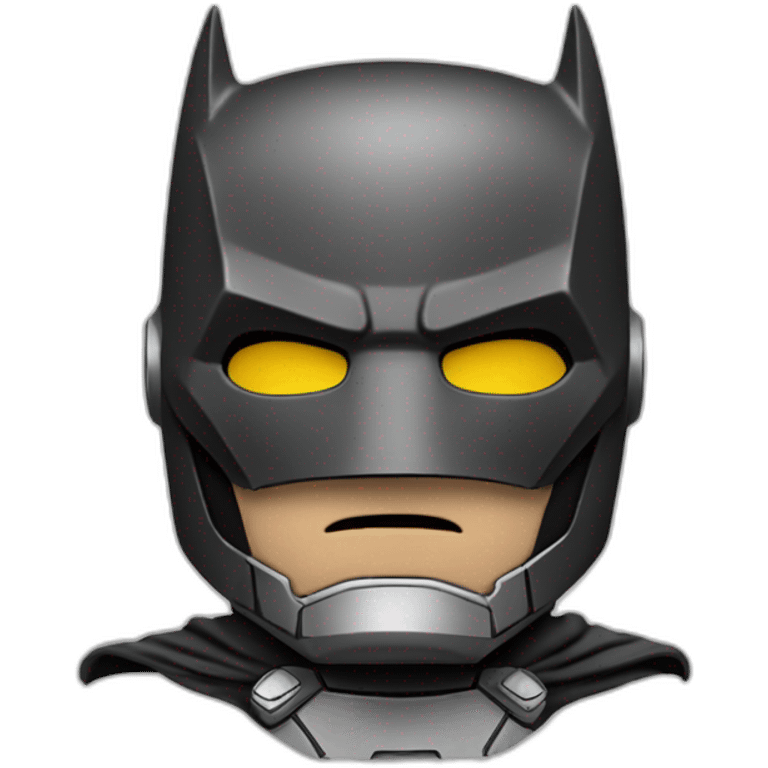 Batman with iron man armor in black and gray with bat mask emoji