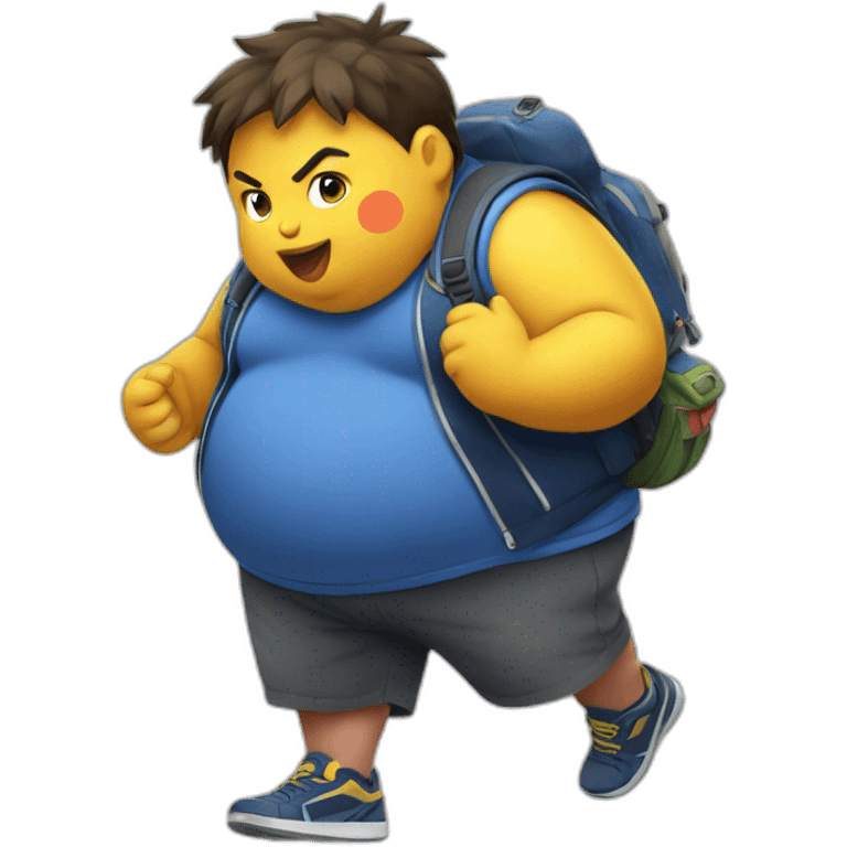 fat kid playing Pokemon go emoji