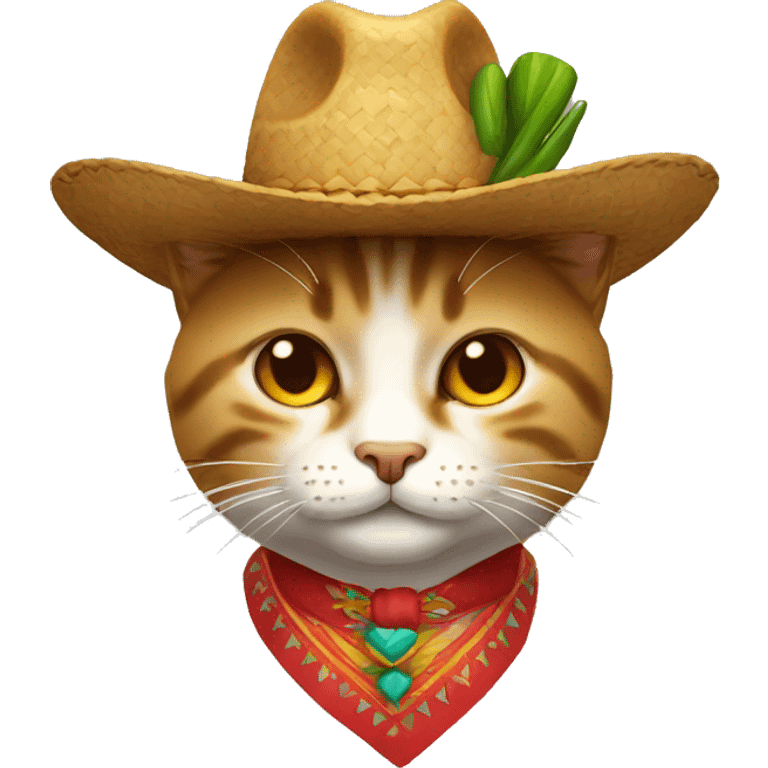 um gato com um chapéu mexicano emoji