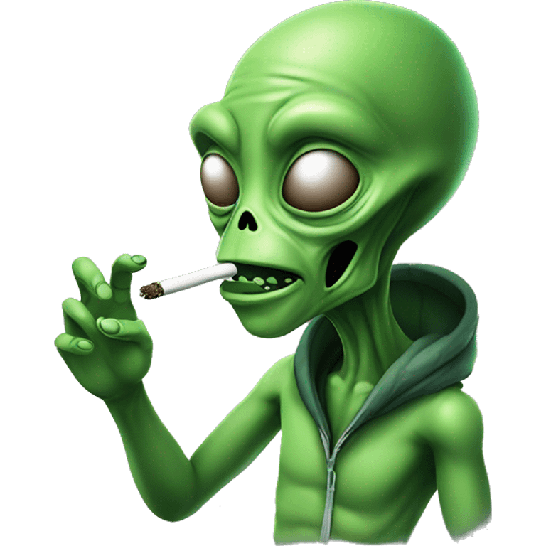 alien smoking weed emoji