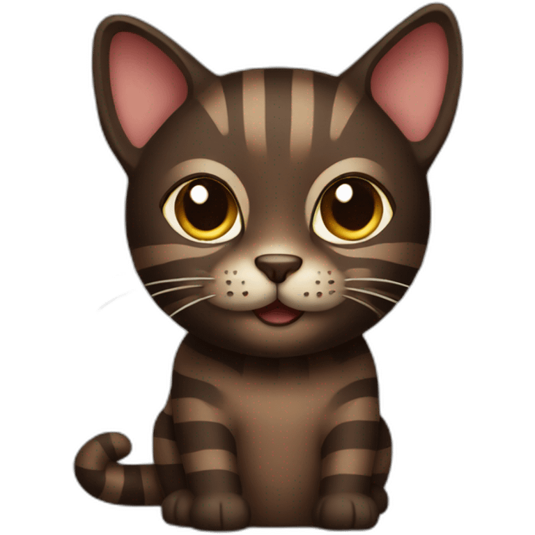 Dark Brown cat with stripes emoji