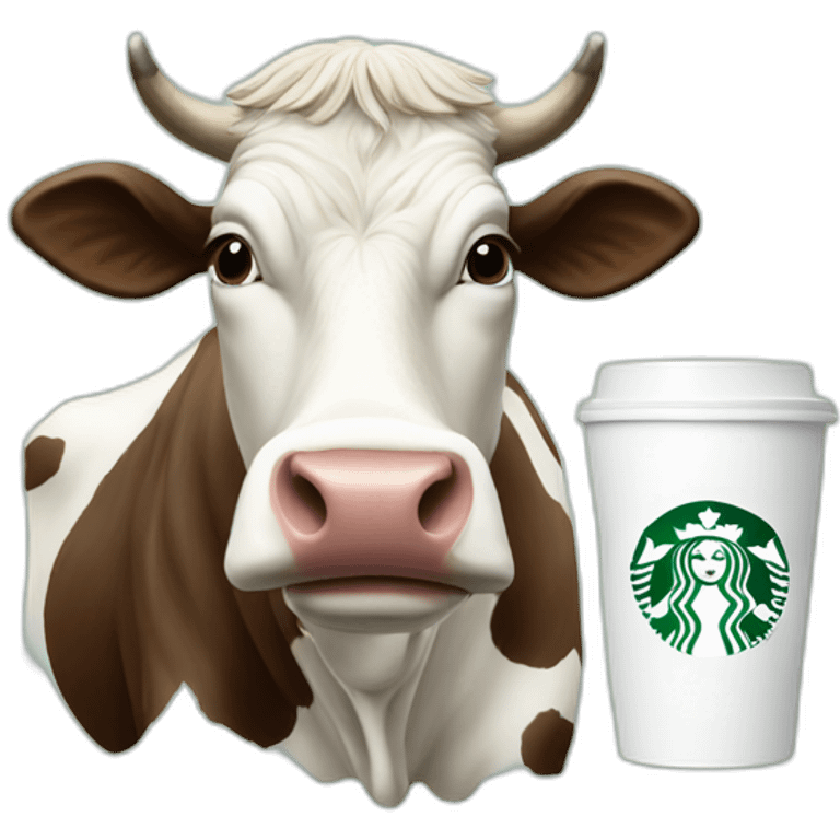 cow drink a starbucks coffee emoji