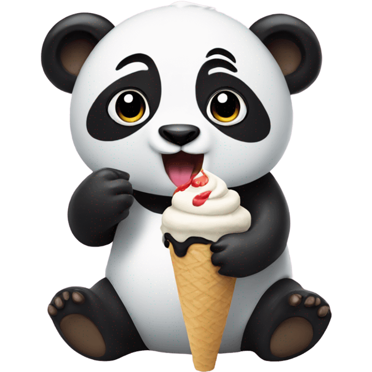 Panda eating ice cream emoji