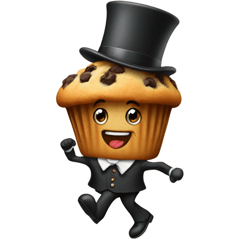 Muffin dancing wearing a top hat emoji