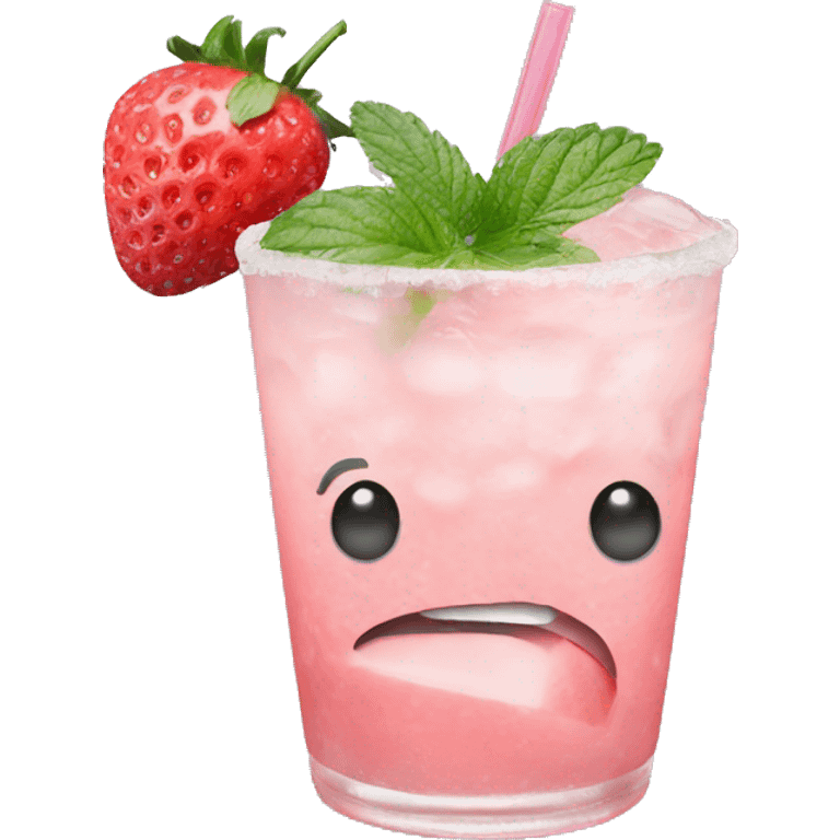 Pastel pink mojito strawberry  emoji