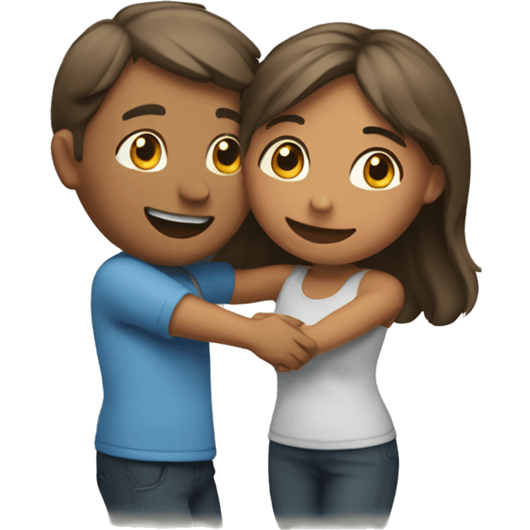 happy couple sharing a hug emoji