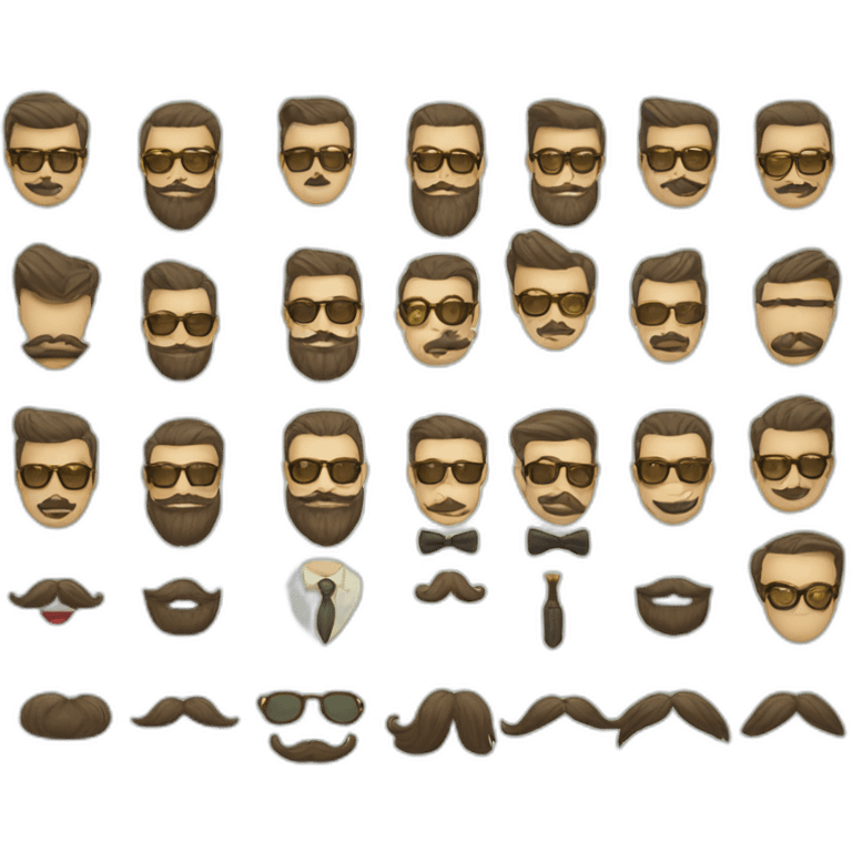 dapper man vintage glasses barbershop moustache and big beard emoji