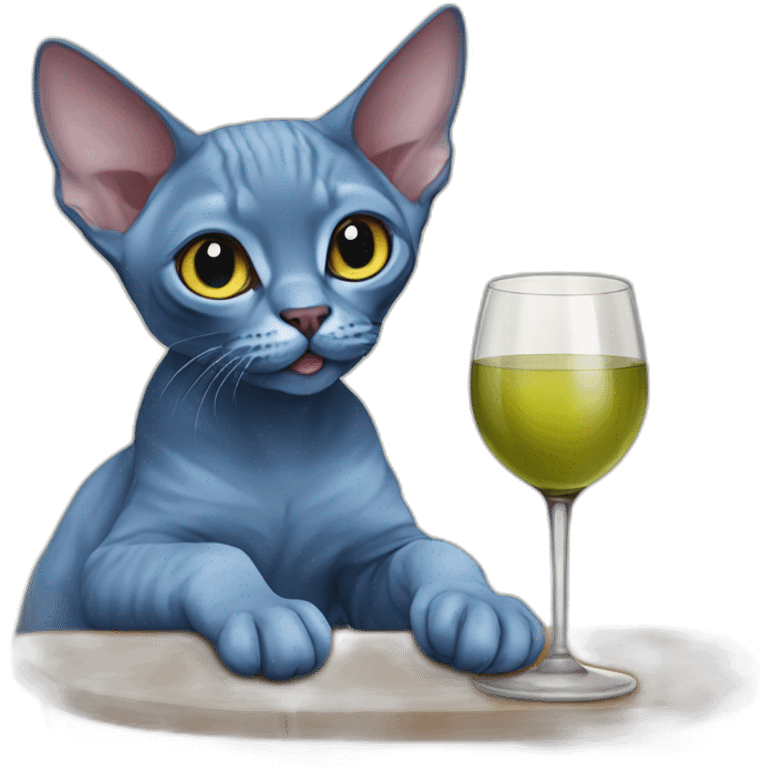 blue devon rex drinking wine emoji