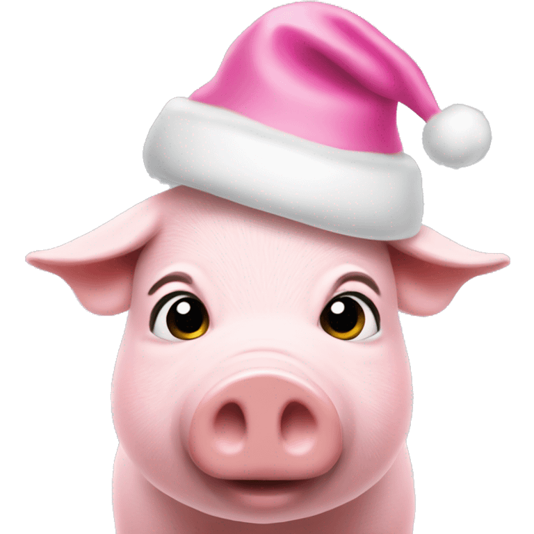 Pig in pink christmas hat emoji