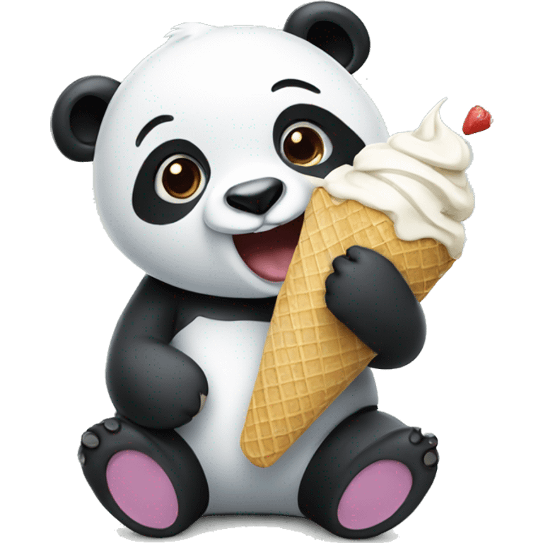 Panda eating ice cream emoji