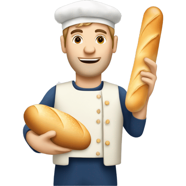 White French man holding a baguette and cheese  emoji