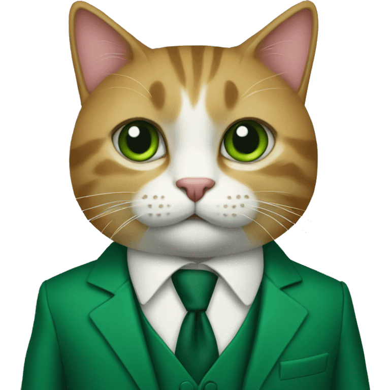 the cat in a green formal cassic suit emoji