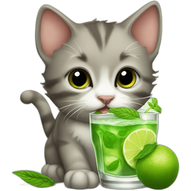 baby sherlock holmes cat drinking mojito emoji