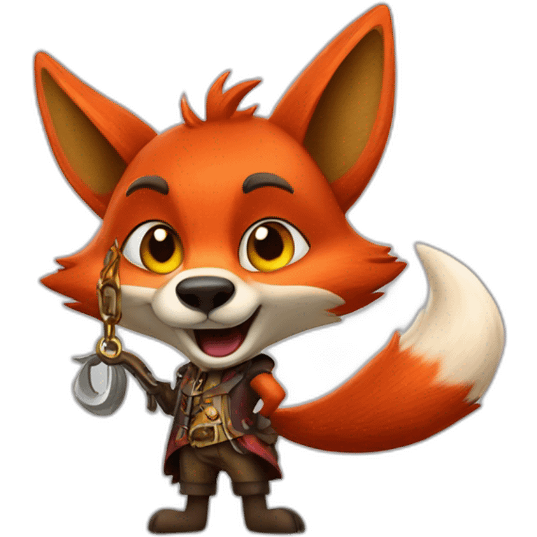 Foxy is a red animatronic fox with a hook for a hand and a worn pirate appearance. emoji