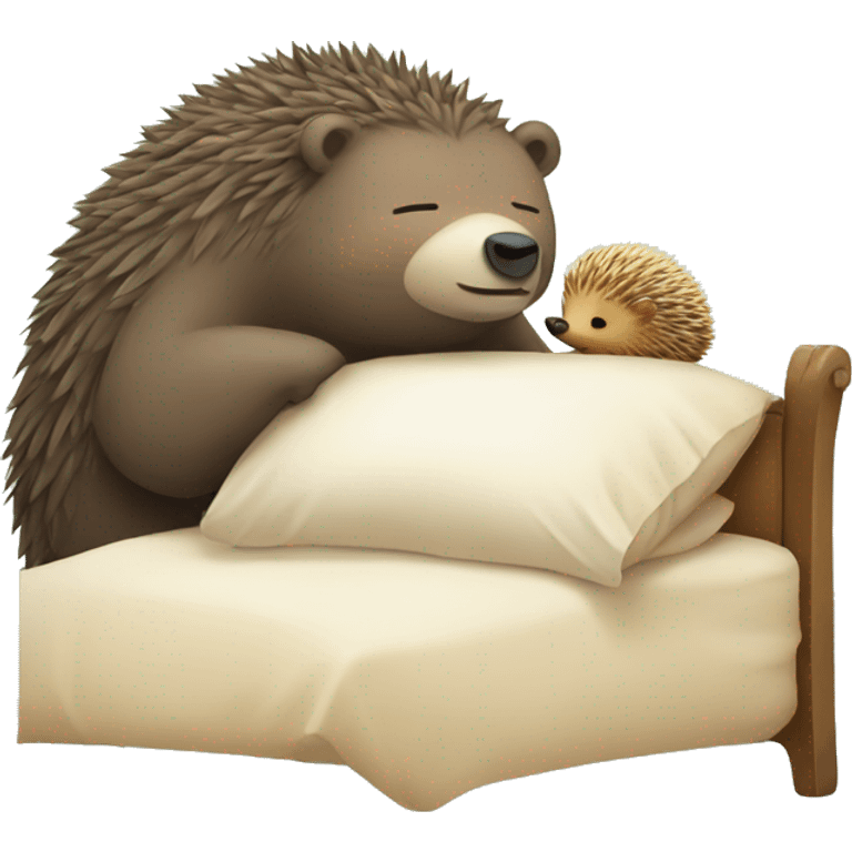 Sleeping bear and hedgehog emoji