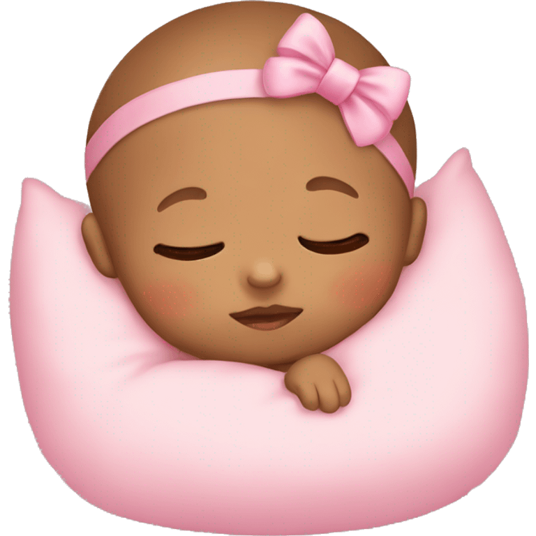 small baby sleeping with pink bow emoji