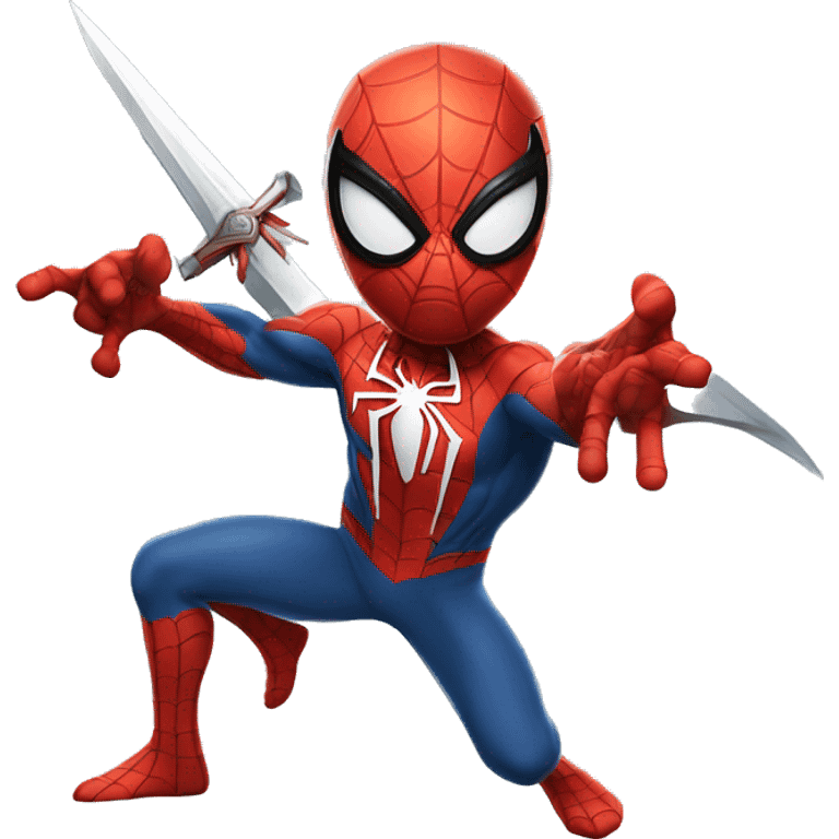 Spider-man with a BIG SWORD in a fighting pose emoji