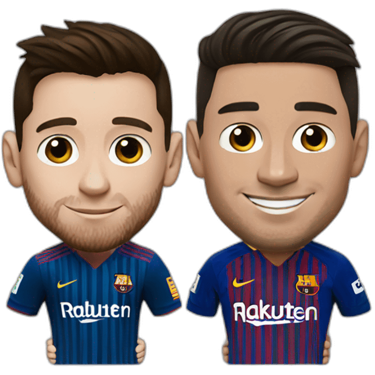 Realistic Leo Messi and realistic Cristiano Ronaldo huging emoji