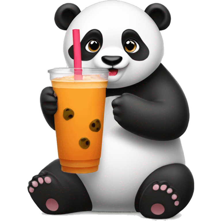 Panda drinking boba tea emoji