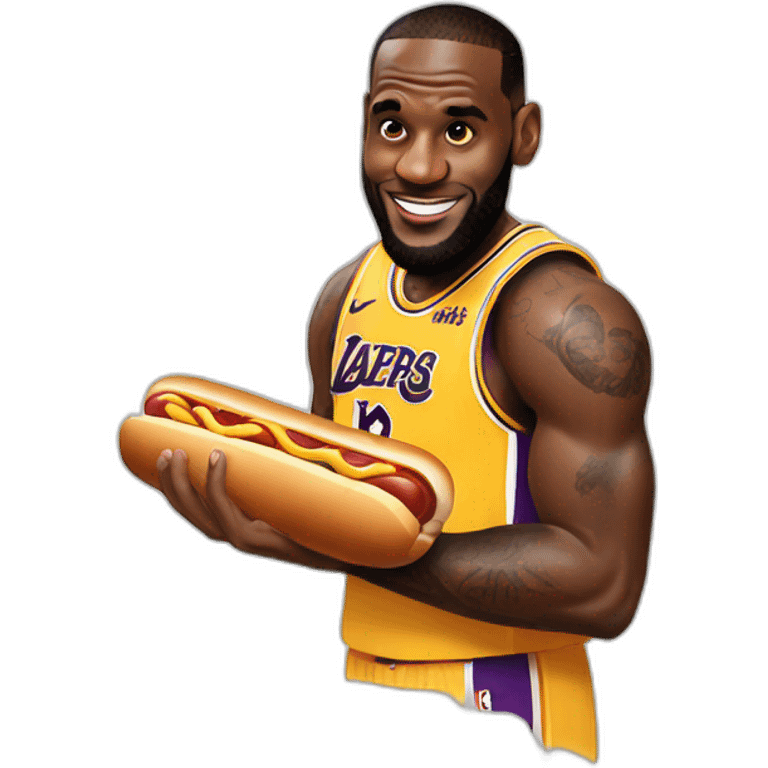 LeBron James eating a hot dog emoji