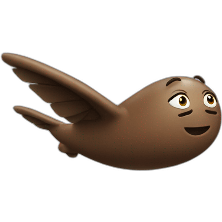 flying poop emoji